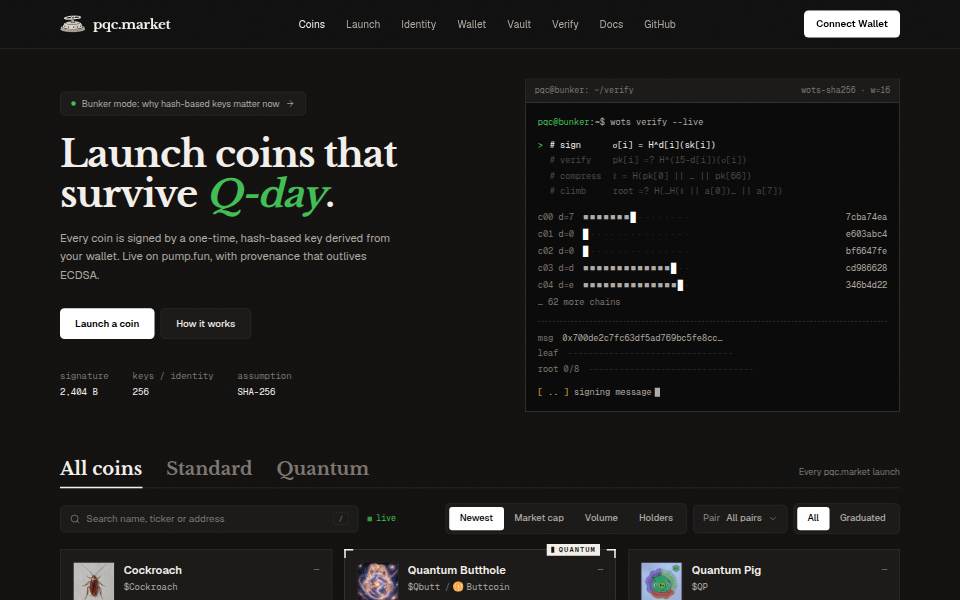Screenshot of pqc.market
