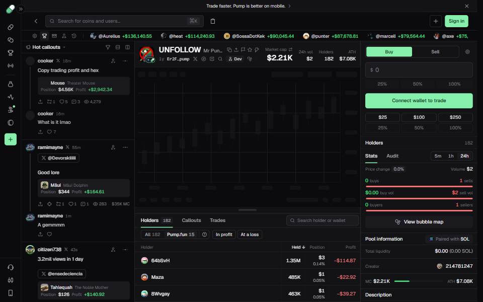 Screenshot of pump.fun